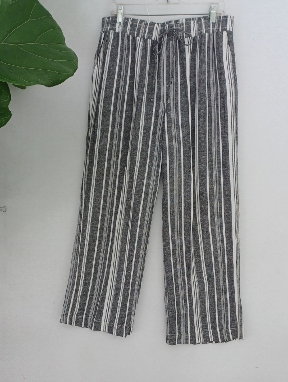 Briggs  Black & White Vertical Stripe Wide Leg Pants